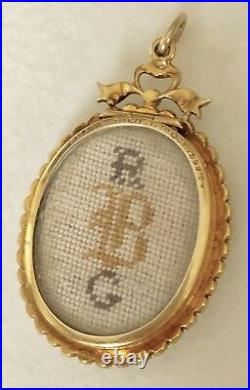 Antique Victorian 9ct Yellow Gold Hand-Sewn Pearl Mourning Locket Pendant MINT