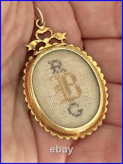 Antique Victorian 9ct Yellow Gold Hand-Sewn Pearl Mourning Locket Pendant MINT