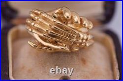 Antique Victorian 9k Gold Fede Gimmel Skeleton Hand Ring Rare & Unique Design