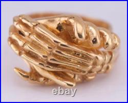 Antique Victorian 9k Gold Fede Gimmel Skeleton Hand Ring Rare & Unique Design