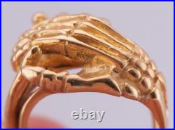 Antique Victorian 9k Gold Fede Gimmel Skeleton Hand Ring Rare & Unique Design