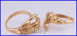 Antique Victorian 9k Gold Fede Gimmel Skeleton Hand Ring Rare & Unique Design