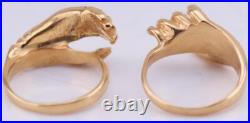 Antique Victorian 9k Gold Fede Gimmel Skeleton Hand Ring Rare & Unique Design