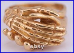 Antique Victorian 9k Gold Fede Gimmel Skeleton Hand Ring Rare & Unique Design