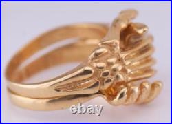 Antique Victorian 9k Gold Fede Gimmel Skeleton Hand Ring Rare & Unique Design