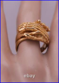 Antique Victorian 9k Gold Fede Gimmel Skeleton Hand Ring Rare & Unique Design