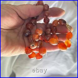 Antique Victorian Agate Necklace Sulemani Hakik-Aqeeq hand knotted New 14K Clasp