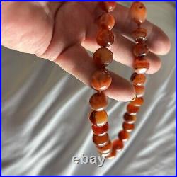 Antique Victorian Agate Necklace Sulemani Hakik-Aqeeq hand knotted New 14K Clasp