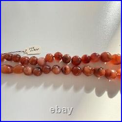 Antique Victorian Agate Necklace Sulemani Hakik-Aqeeq hand knotted New 14K Clasp