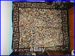 Antique Victorian Antique Hand Sewn Silk Crazy Quilt Large 84 X 92
