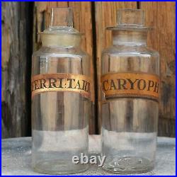 Antique Victorian Apothecary Bottles Chemist Jars Hand Blown Pontil Scar Two D
