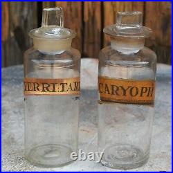 Antique Victorian Apothecary Bottles Chemist Jars Hand Blown Pontil Scar Two D