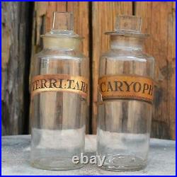 Antique Victorian Apothecary Bottles Chemist Jars Hand Blown Pontil Scar Two D