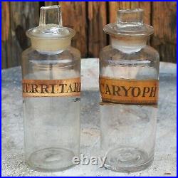 Antique Victorian Apothecary Bottles Chemist Jars Hand Blown Pontil Scar Two D