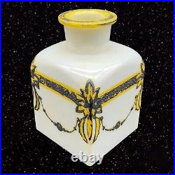 Antique Victorian Art Glass Vase Hand Painted Raised Texture Bud Vase 4Tall