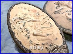 Antique Victorian Art Nouveau Cherub Angel Repousse Hand Mirror Brush Vanity Set