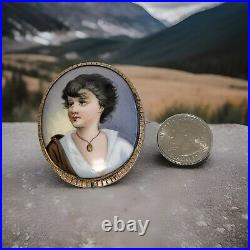 Antique Victorian Art Nouveau Hand Painted Neapolitan Fisher Boy Portrait Brooch