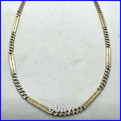 Antique Victorian Austria 14k yellow gold link curb bar chain necklace fob watch