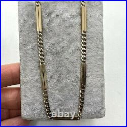Antique Victorian Austria 14k yellow gold link curb bar chain necklace fob watch