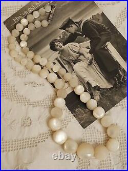 Antique Victorian BALAMUTI Mother-of-Pearl MOP Hand Carved Beads Necklace RARE