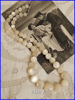 Antique Victorian BALAMUTI Mother-of-Pearl MOP Hand Carved Beads Necklace RARE