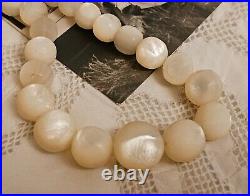 Antique Victorian BALAMUTI Mother-of-Pearl MOP Hand Carved Beads Necklace RARE