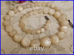 Antique Victorian BALAMUTI Mother-of-Pearl MOP Hand Carved Beads Necklace RARE