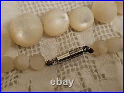 Antique Victorian BALAMUTI Mother-of-Pearl MOP Hand Carved Beads Necklace RARE