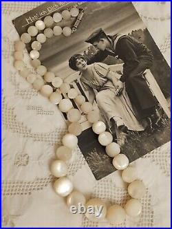 Antique Victorian BALAMUTI Mother-of-Pearl MOP Hand Carved Beads Necklace RARE