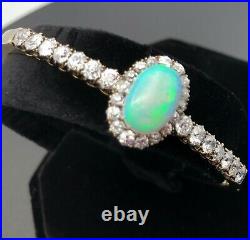 Antique Victorian Bangle Opal and Diamonds set in hand crafted gold bracelet