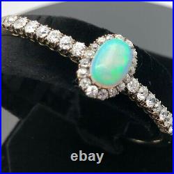 Antique Victorian Bangle Opal and Diamonds set in hand crafted gold bracelet