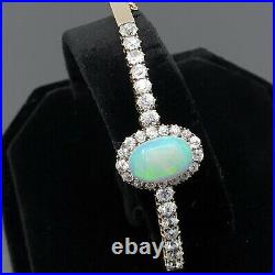 Antique Victorian Bangle Opal and Diamonds set in hand crafted gold bracelet