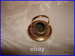Antique Victorian Beautiful Hand Painted Porcelain 14K Yellow Gold Ring 6.75