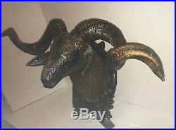 Antique Victorian Black Forest German Hand Carved Wood Ram Rams Head Mount