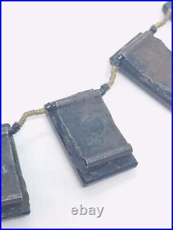 Antique Victorian Black Glass Intaglio Hand Made Necklace