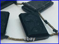 Antique Victorian Black Glass Intaglio Hand Made Necklace
