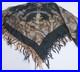 Antique Victorian Black Silk Scarf Shawl Piano Wrap Embroidered Hand Knotted