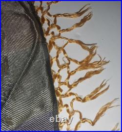 Antique Victorian Black Silk Scarf Shawl Piano Wrap Embroidered Hand Knotted