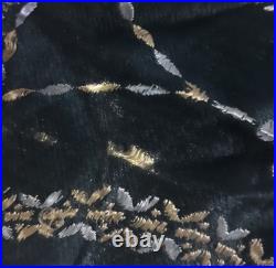 Antique Victorian Black Silk Scarf Shawl Piano Wrap Embroidered Hand Knotted