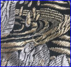 Antique Victorian Black Silk Scarf Shawl Piano Wrap Embroidered Hand Knotted