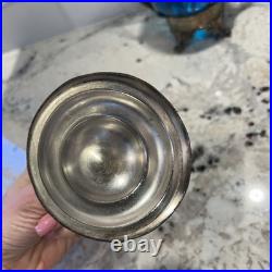 Antique Victorian Blue Glass Enameled Pickle Castor Floral Hand Painted