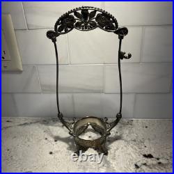 Antique Victorian Blue Glass Enameled Pickle Castor Floral Hand Painted