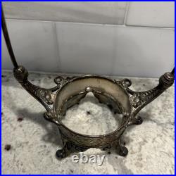 Antique Victorian Blue Glass Enameled Pickle Castor Floral Hand Painted