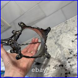 Antique Victorian Blue Glass Enameled Pickle Castor Floral Hand Painted