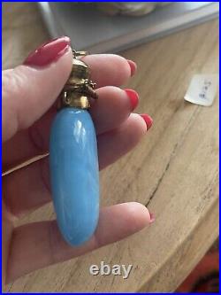 Antique Victorian Blue Opaline Chatelaine/perfume Bottle Hand Painted
