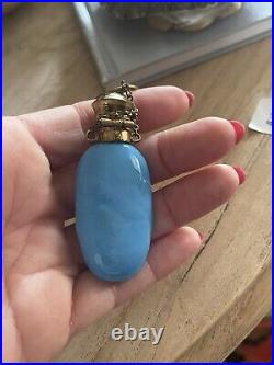 Antique Victorian Blue Opaline Chatelaine/perfume Bottle Hand Painted