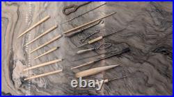 Antique Victorian Bone & Sterling Crochet Hook Sewing Tool Lot/ 19 Pc 1867 Pat