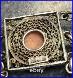 Antique Victorian Bracelet Hand Carved Shell Cameos 800 Silver
