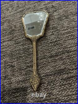 Antique Victorian Brass Hand Mirror see description
