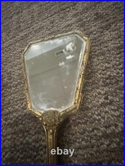 Antique Victorian Brass Hand Mirror see description